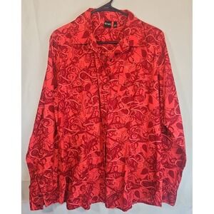 Cruel Girl Pearl Snap Women's Shirt Sz XL Red Tones Western Rodeo Bandana Print